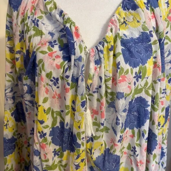 NWOT CHAPS Multi Color 100% Cotton Long Sleeve Blouse - size 3x - Picture 2 of 16